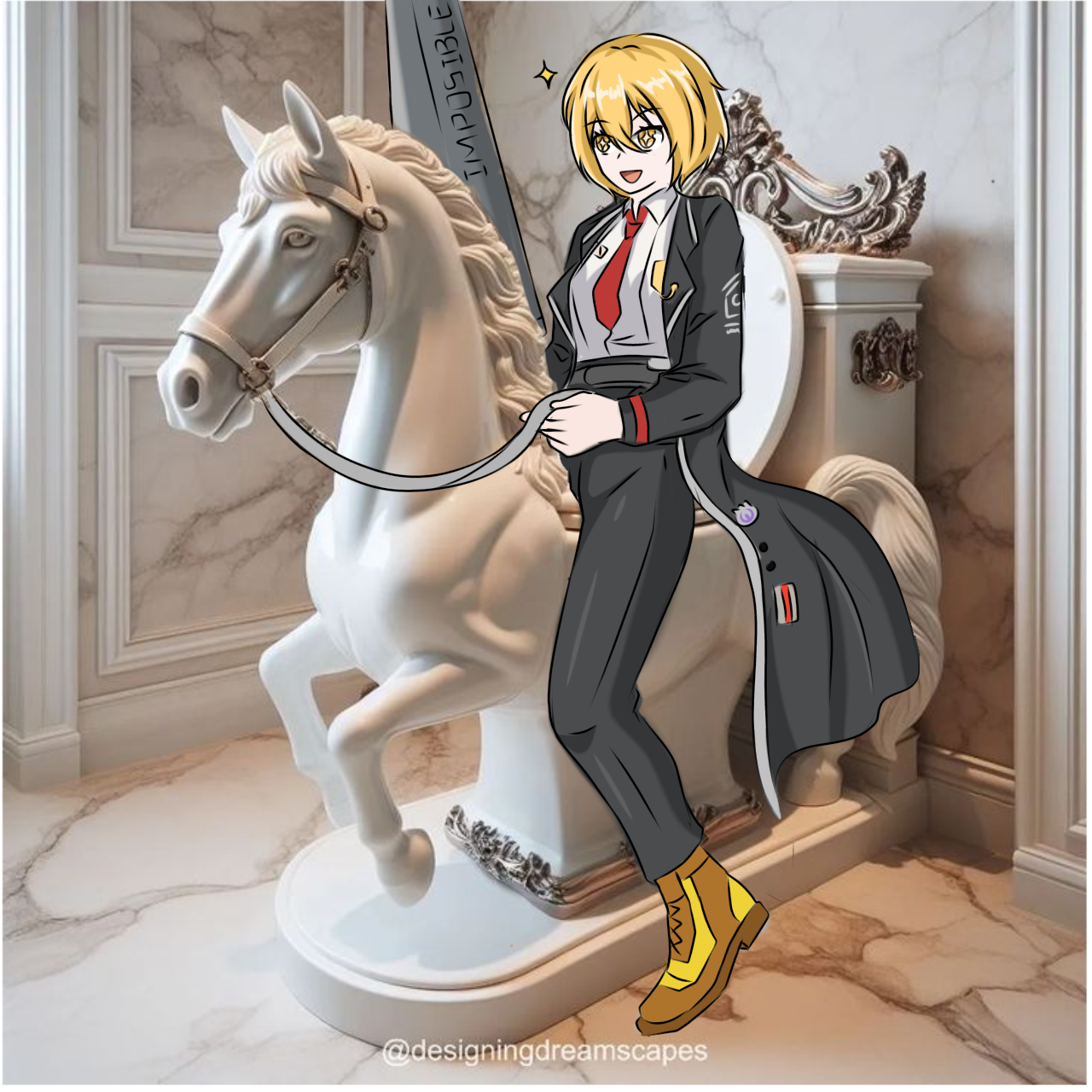 Hero on a plastic horse